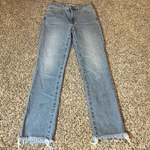 Madewell‎ The Perfect Vintage Jean Light Wash Frayed Hem Cropped Bootcut Size 24